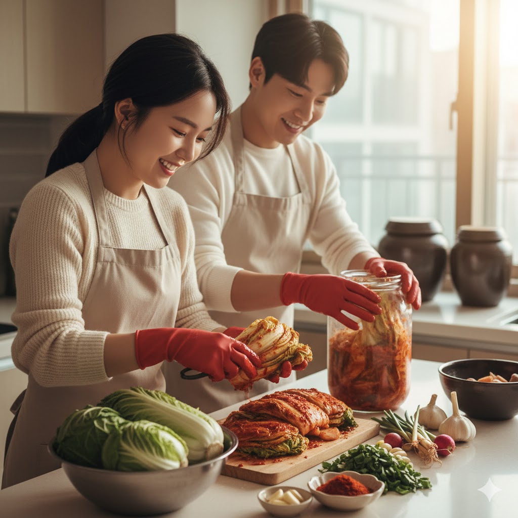 같이 김장하는 모습